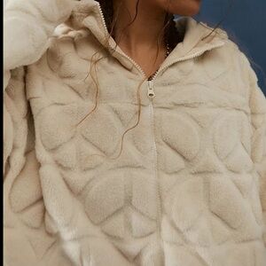 Urban Outfitters Peace Sign Hooded Fleece Zip-up